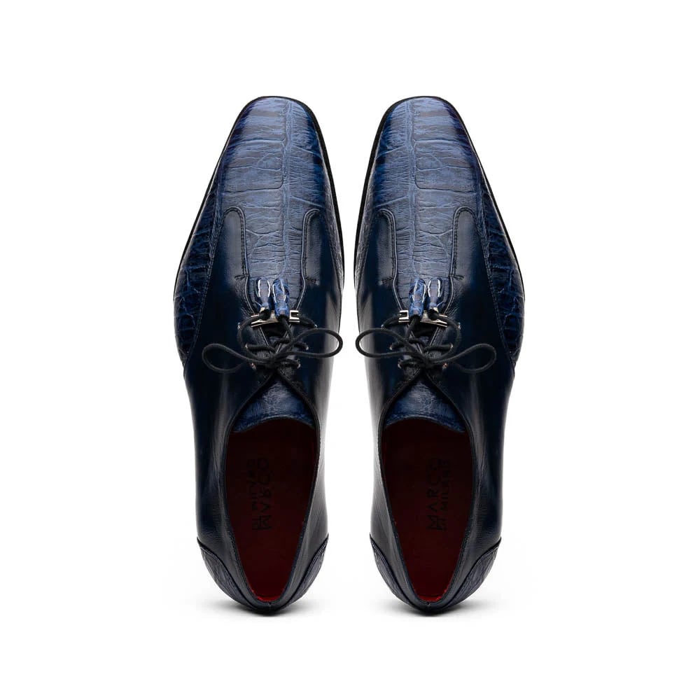 Marco Di Milano Anzio Exotic Alligator & Calfskin Leather Blue Oxfords