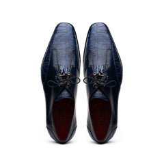 Marco Di Milano Anzio Exotic Alligator & Calfskin Leather Blue Oxfords