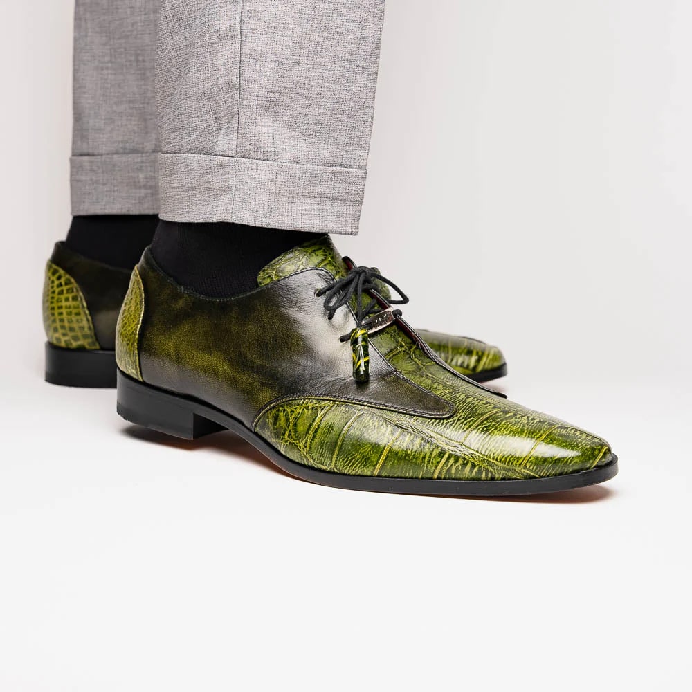 Marco Di Milano Anzio Exotic Alligator & Calfskin Leather Green Oxfords