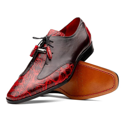 Marco Di Milano Anzio Exotic Alligator & Calfskin Leather Burgundy & Black Oxfords 1 ANZIO_ALLIGATOR_BLACK CHERRY_8  - from alligatorwarehouse.com