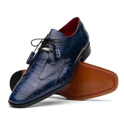 Marco Di Milano Anzio Exotic Alligator & Calfskin Leather Blue Oxfords 1 ANZIO_ALLIGATOR_BLUE JEANS_8  - from alligatorwarehouse.com