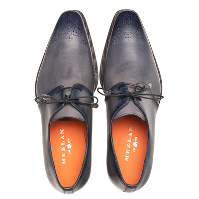 Principe Patina Leather Derby Gray/Blue By Mezlan Made In Spain Brand 5   - from alligatorwarehouse.com