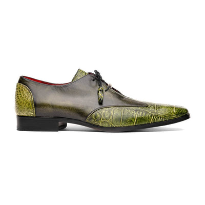 Marco Di Milano Anzio Exotic Alligator & Calfskin Leather Green Oxfords 7 ANZIO_ALLIGATOR_GREEN_8  - from alligatorwarehouse.com