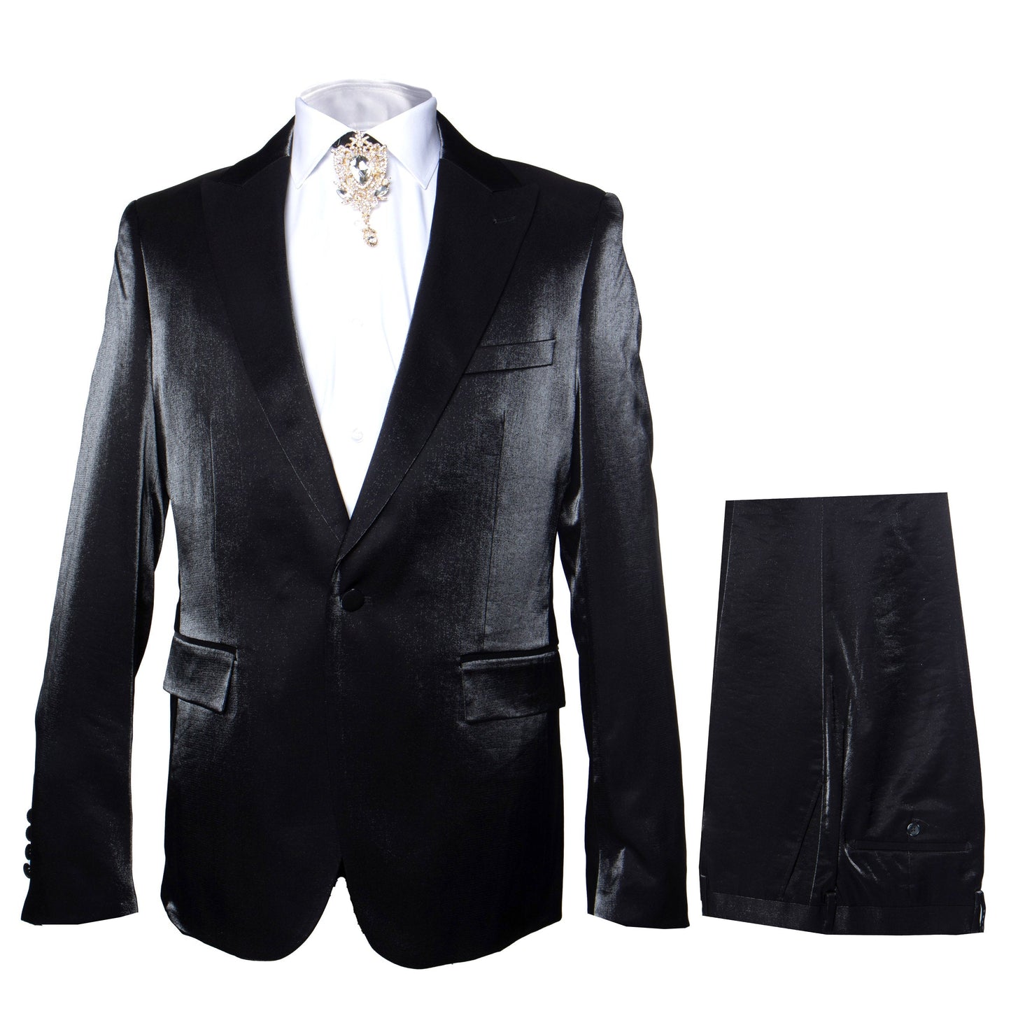 Rossi Man LEO RM1600 – Black Slim Fit 3-Piece Suit for Men | Timeless Classic Formalwear