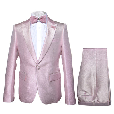 Rossi Man LEO RM1641 – Pink Shimmer Slim Fit 3-Piece Suit for Men 1   - from alligatorwarehouse.com