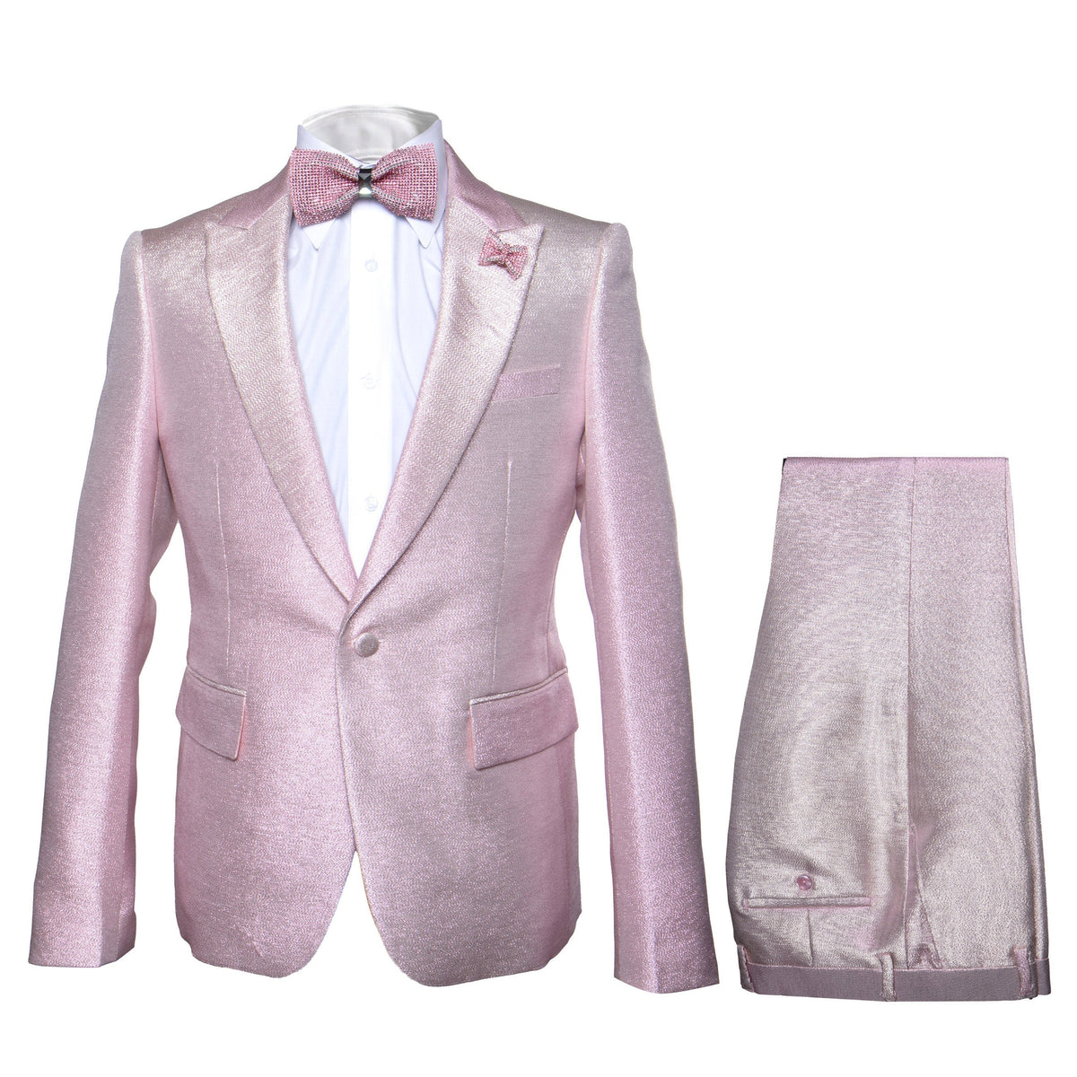 Rossi Man LEO RM1641 – Pink Shimmer Slim Fit 3-Piece Suit for Men
