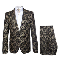 Rossi Man LEO RM1901 – Gold & Black Designer Tuxedo for Men | Slim Fit