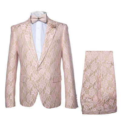 Rossi Man Leo RM1903 – Pink & Gold Designer Tuxedo for Men | Stylish Formal Wear 1   - from alligatorwarehouse.com