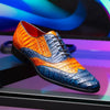 Marco Di Milano Luciano Men's Shoes Exotic Crocodile Classic Wingtip Dress Derby Oxfords 14 LUCIANO_CAIMAN FUSCUS_NAVY-BROWN_8  - from alligatorwarehouse.com