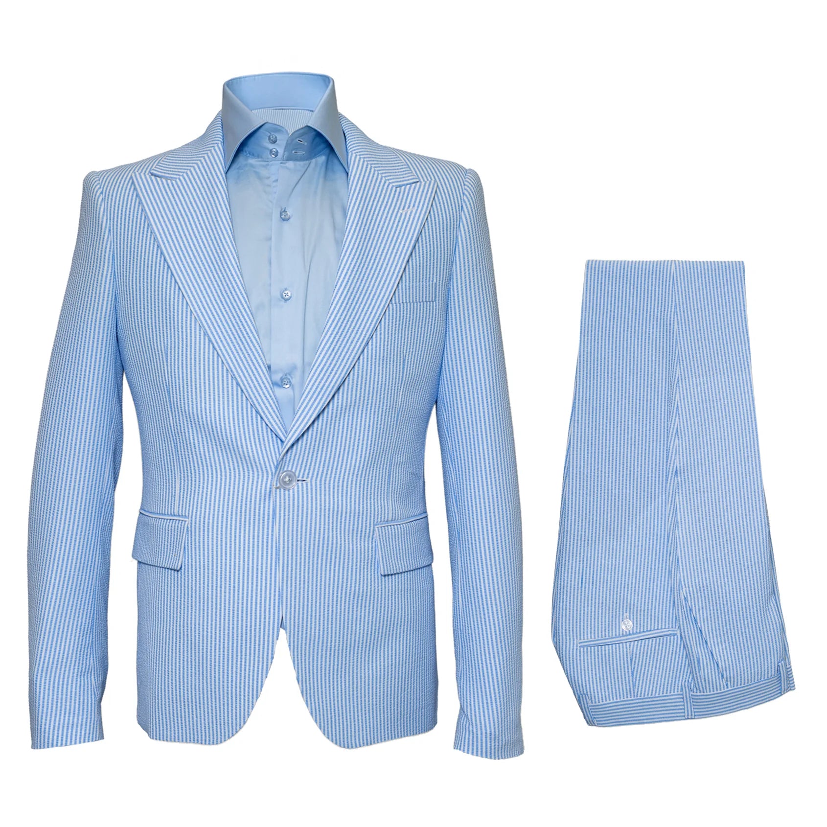 Seersucker Suit Peak Lapel Suit in Color 