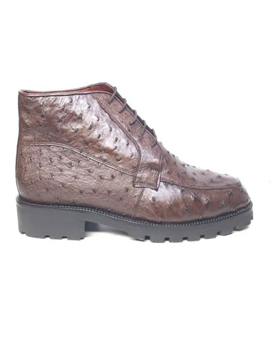 Los Altos Brown Ostrich Quill All-Over Lace Up Ankle Boots 2   - from alligatorwarehouse.com