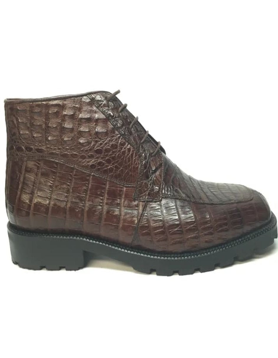 Los Altos All-Over Crocodile Lace Up Ankle Boots