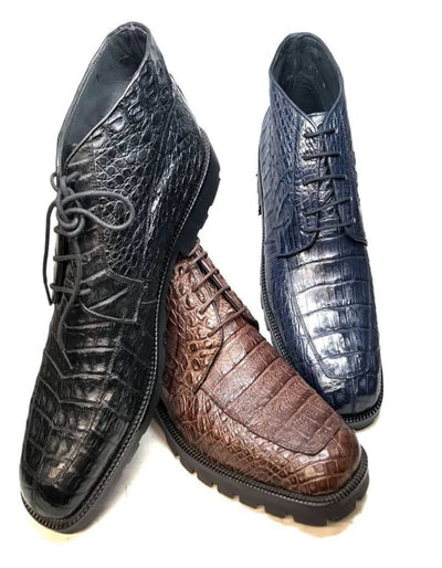 Los Altos All-Over Crocodile Lace Up Ankle Boots 2   - from alligatorwarehouse.com