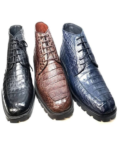 Los Altos All-Over Crocodile Lace Up Ankle Boots 1   - from alligatorwarehouse.com