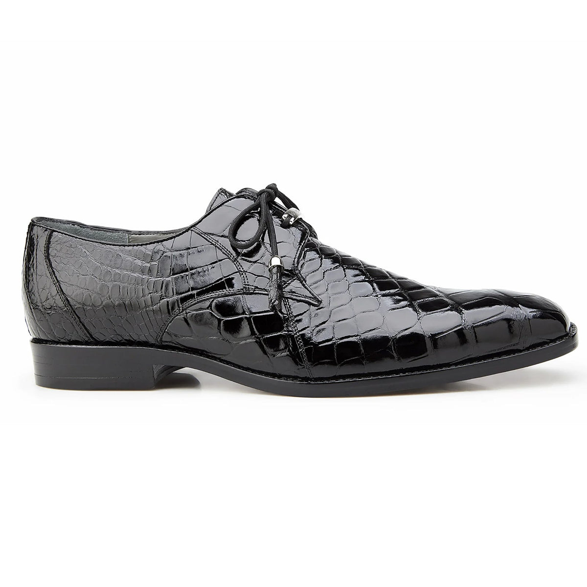 Men's Belvedere Lago Plain Toe American Alligator Dress Shoe in Black