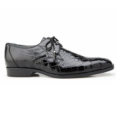 Men's Belvedere Lago Plain Toe American Alligator Dress Shoe in Black 1 MEN 14010 BLACK-M-09.5  - from alligatorwarehouse.com