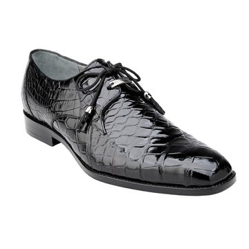 Men's Belvedere Lago Plain Toe American Alligator Dress Shoe in Black 2 MEN 14010 BLACK-M-09.5  - from alligatorwarehouse.com