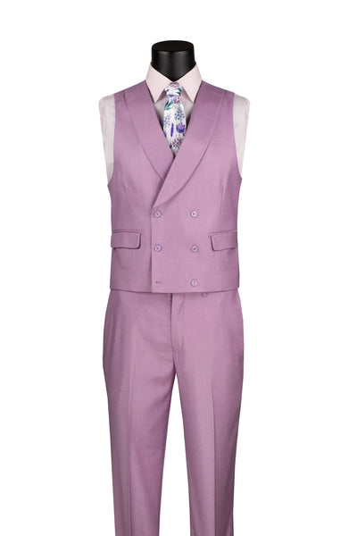 Lavender Modern Fit 3-Piece Suit with Lapel Vest & Adjustable Pants 2 SO1MV2K-2_Lavender_38S  - from alligatorwarehouse.com