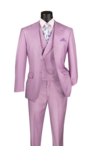Lavender Modern Fit 3-Piece Suit with Lapel Vest & Adjustable Pants 1 SO1MV2K-2_Lavender_38S  - from alligatorwarehouse.com