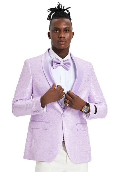Men's Slim Fit Wedding & Prom Tonal Paisley Tuxedo Lavender Jacket 1 B8-5605  - from alligatorwarehouse.com