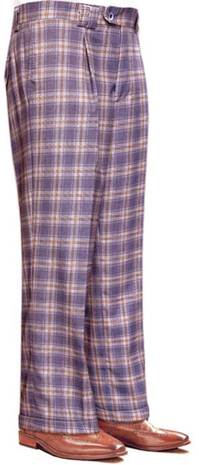 Statement Mens Lavender Wool Plaid Wide Leg Pants