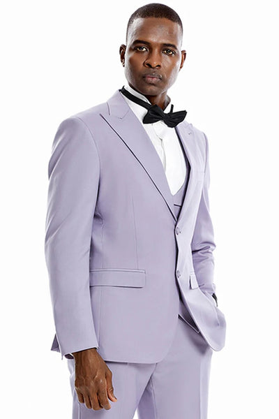 Men's Two Button Vested Peak Lapel Pastel Wedding & Prom Lavender Suit 1 IP-5587  - from alligatorwarehouse.com