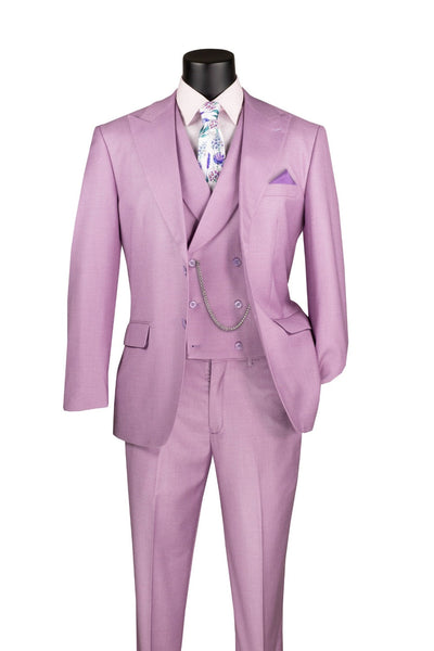 Lavender Modern Fit 3 Piece Suit with Vest and Adjustable Waist Band Pants 1 SO1MV2K-2_LAVENDER_44R  - from alligatorwarehouse.com