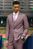 Men's Stacy Adam's One Button Vested Modern Fit Lavender Suit Windowpane Plaid 3 37-6784  - from alligatorwarehouse.com