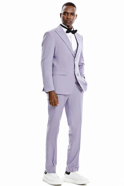 Men's Two Button Vested Peak Lapel Pastel Wedding & Prom Lavender Suit 2 IP-5587  - from alligatorwarehouse.com