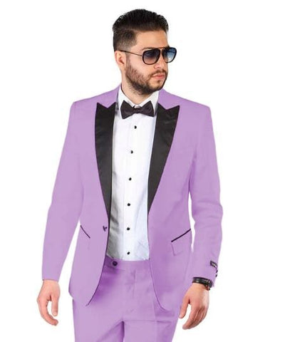 Mens One Button Notch Lapel Suit Lavender - Slim Fitted 1   - from alligatorwarehouse.com