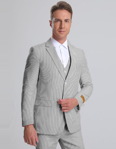 Mens Vested Summer Seersucker Suit in Black Pinstripe 1 AA-9633  - from alligatorwarehouse.com