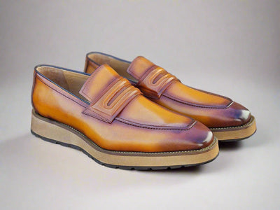 Leather Penny Loafer in Chunky Sole 1 KS522-01COGNAC8  - from alligatorwarehouse.com