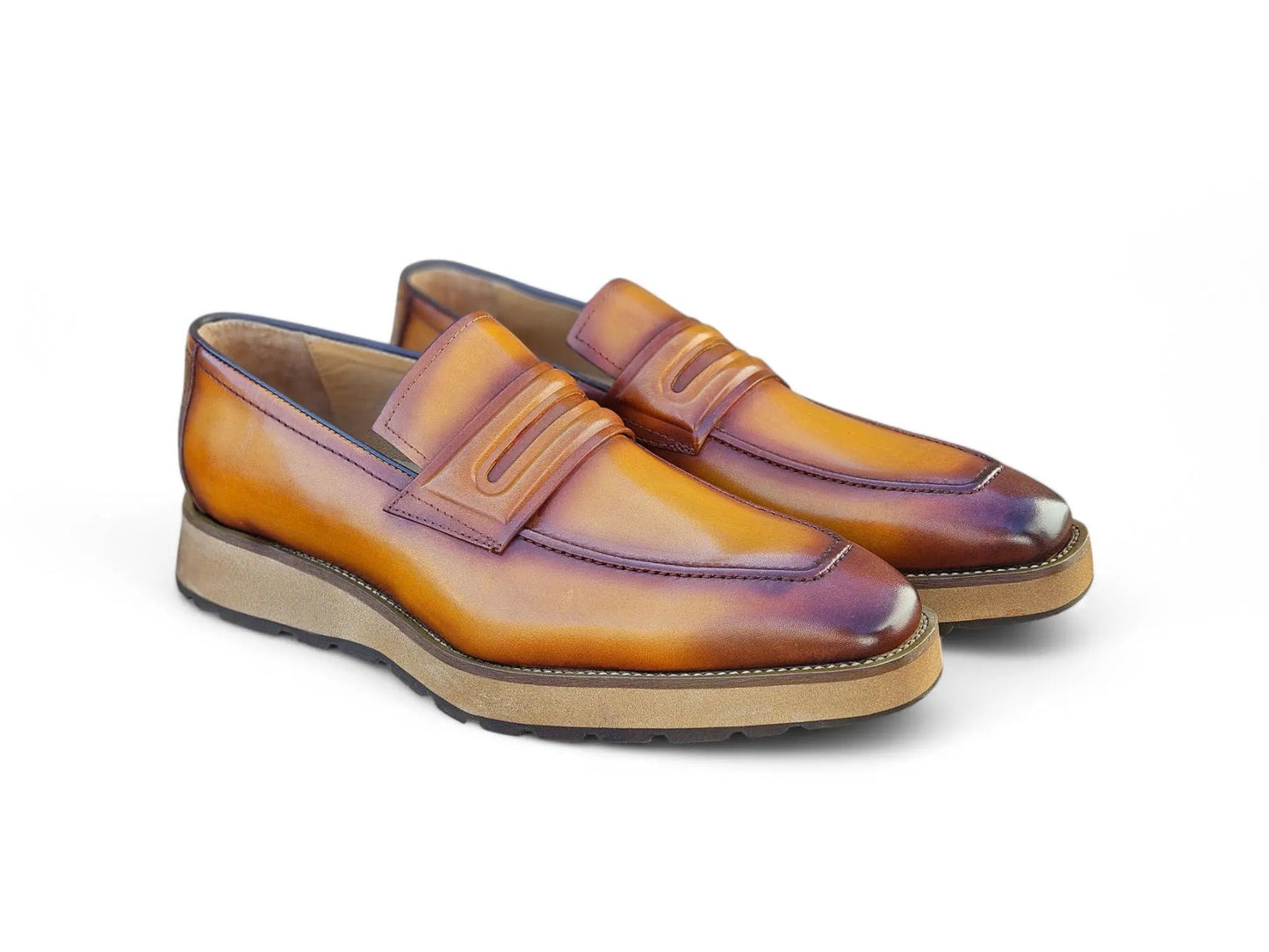 Carrucci Leather Penny Loafer in Chunky Sole