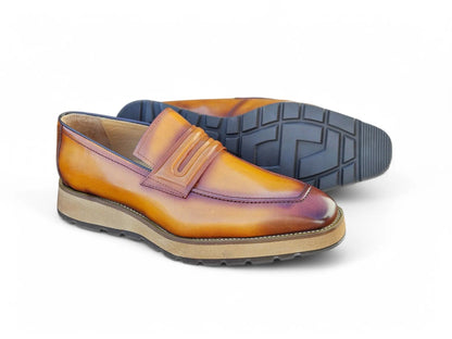 Carrucci Leather Penny Loafer in Chunky Sole