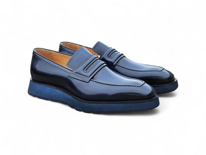 Carrucci Leather Penny Loafer in Chunky Sole