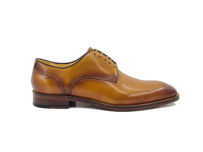 Carrucci Leather Sole Plain Toe Burnished Blucher