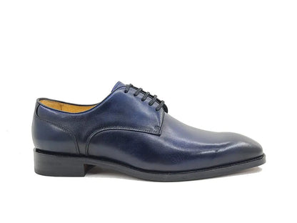 Carrucci Leather Sole Plain Toe Burnished Blucher