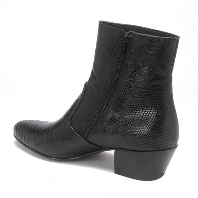 Los Altos Mens Black Genuine Lizard Leather Ankle Boots 3   - from alligatorwarehouse.com