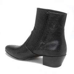 Los Altos Mens Black Genuine Lizard Leather Ankle Boots