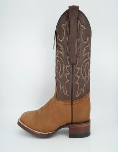 Los Altos Men's Crazy Leather Tan Wide Square Toe Boot 3   - from alligatorwarehouse.com