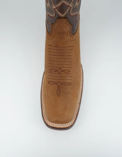 Los Altos Men's Crazy Leather Tan Wide Square Toe Boot 2   - from alligatorwarehouse.com