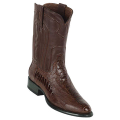 Los Altos Men's Original Ostrich Leg Brown Roper Toe Boots