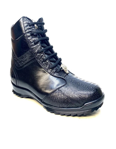 Los Altos Black Ostrich Leg High-top Sneakers 5   - from alligatorwarehouse.com