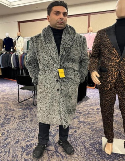 Pimp Coat - Gangster 1920s Look - Leopard Faux Fur Coat With Full Length - Vintage Coat 1   - from alligatorwarehouse.com