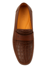 Mens Mezlan Sica Crocodile & Calfskin Loafer Dress Shoe in Black