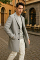 Mens Light Gray Wool Overcoat – Classic Single-Breasted Winter Coat