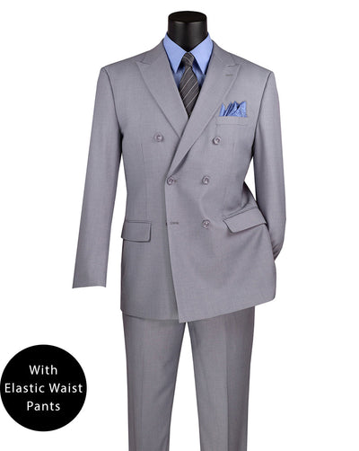 Ramses Collection - Light Gray Regular Fit Double Breasted 2 Piece Suit with Flexible Elastic Waistband 1 SO1F-DC900_LIGHTGRAY_42R  - from alligatorwarehouse.com