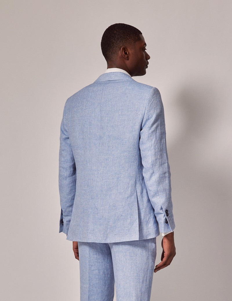 Mens Linen Suit For Beach Wedding - Summer  Suit in Light Blue Herringbone 2 YC-8212  - from alligatorwarehouse.com