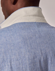 Mens Linen Suit For Beach Wedding - Summer  Suit in Light Blue Herringbone
