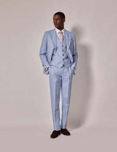 Mens Linen Suit For Beach Wedding - Summer  Suit in Light Blue 1 FL-9372  - from alligatorwarehouse.com